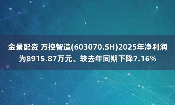 金景配资 万控智造(603070.SH)2025年净利润为8915.87万元、较去年同期下降7.16%